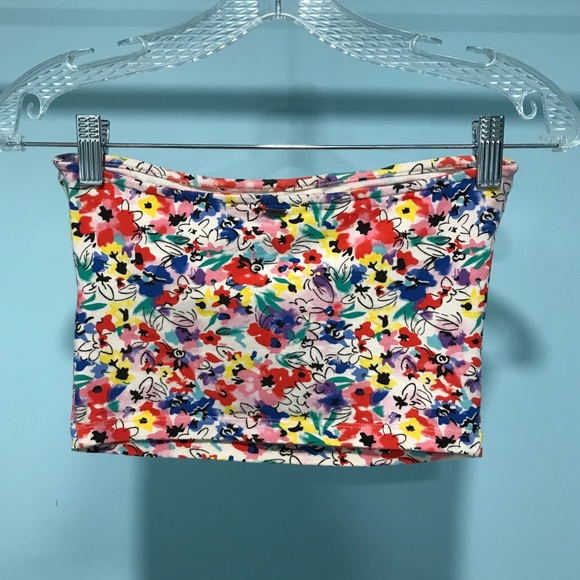 Garage Floral Long Strapless Ruched Bandeau S - Picture 2 of 6